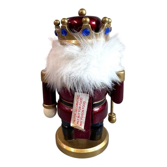 Wooden King Nutcracker Figurine Toy Soldier Red & Gold Accent 6" Holiday Display - Picture 6 of 8